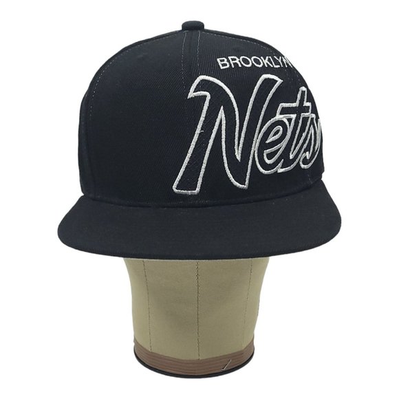Brooklyn Nets Basketball Flat Brim Snapback Cap Trucker Baseball Mitchell Ness - Picture 5 of 12